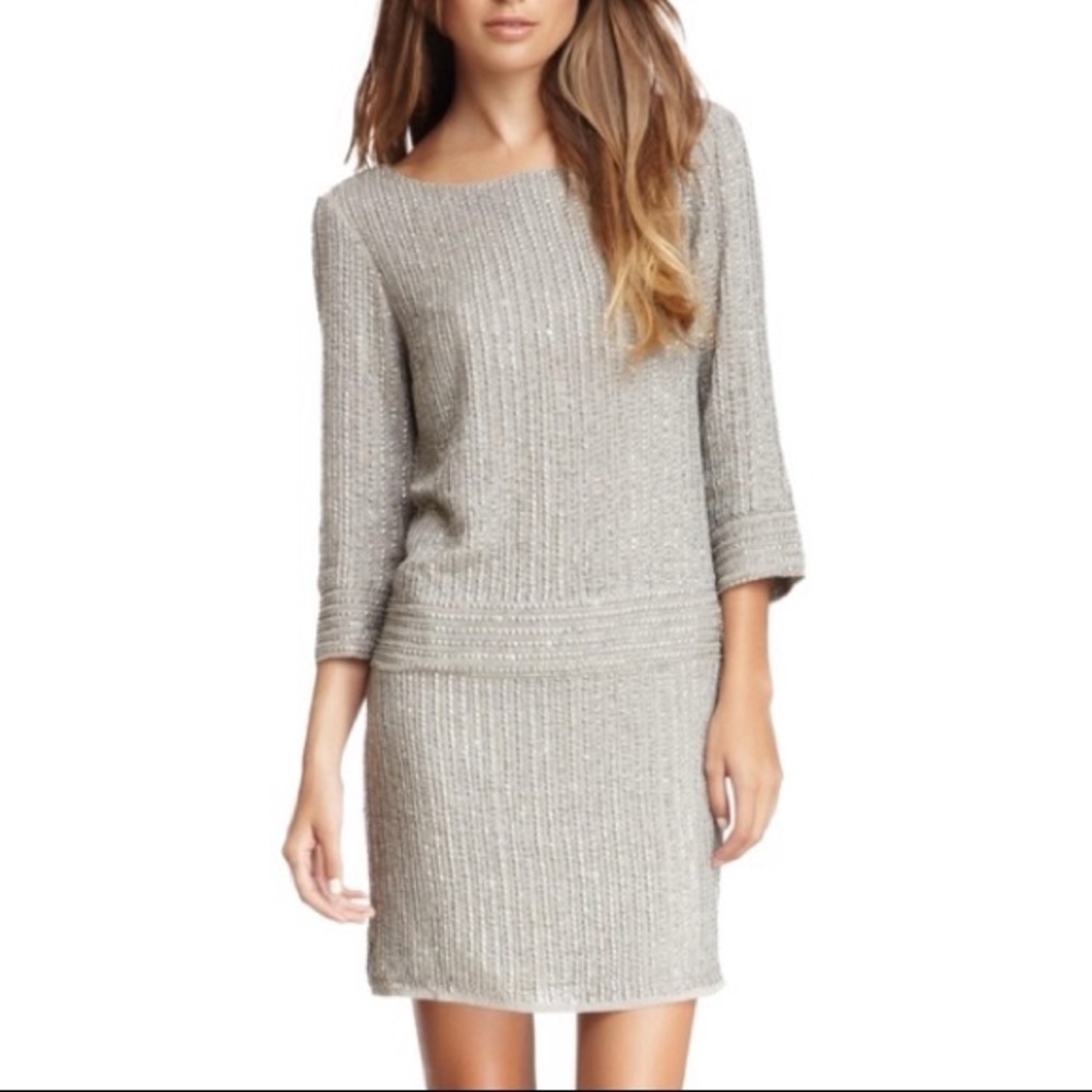 W118 by Walter Baker Gray Sequin Doris Short Casual Dress